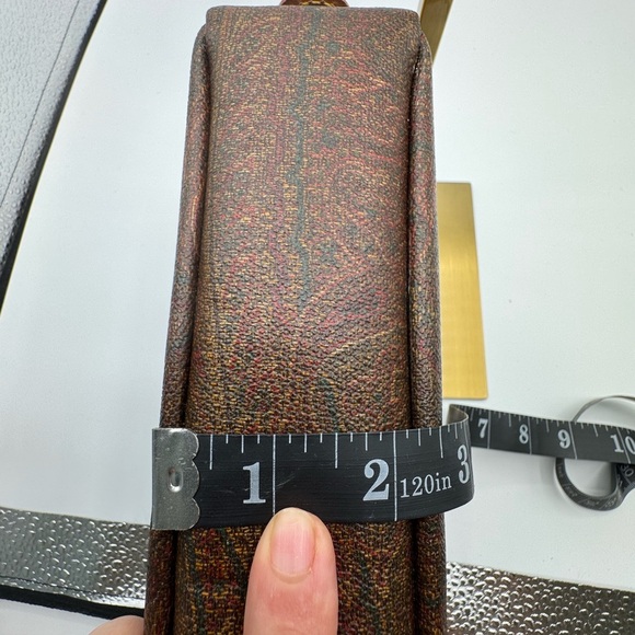 ETRO Milano Paisley Elegant Brown Leather Toiletry / Make Up Bag - Picture 9 of 15